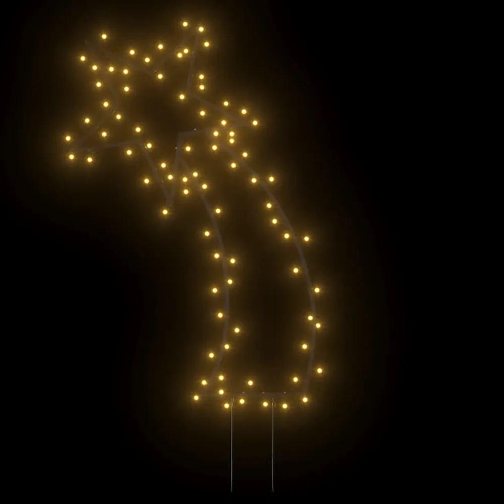 Decoração de Natal meteoro com luz e estacas 80 luzes LED 62 cm