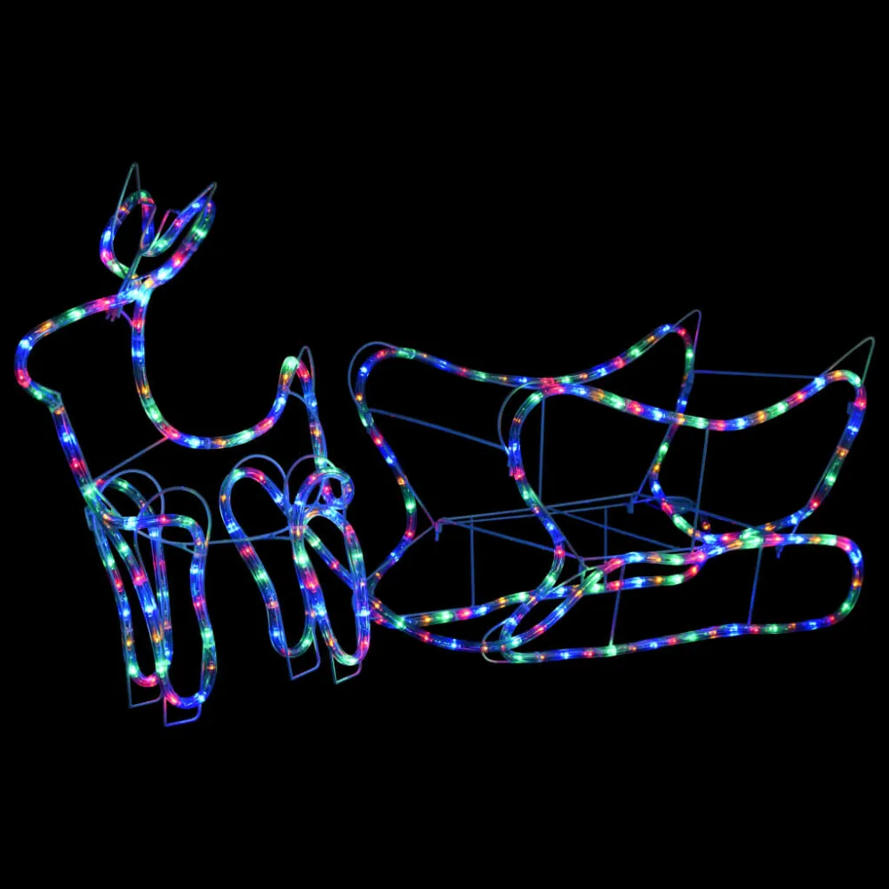 Decoração de Natal rena e trenó de exterior 252 luzes LED