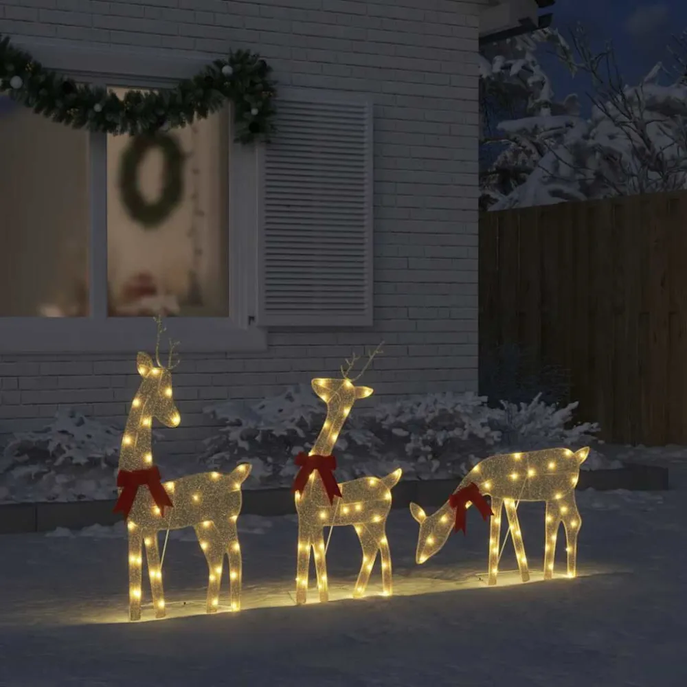 Decoração de Natal renas 3 pcs 90 LEDs branco tépido