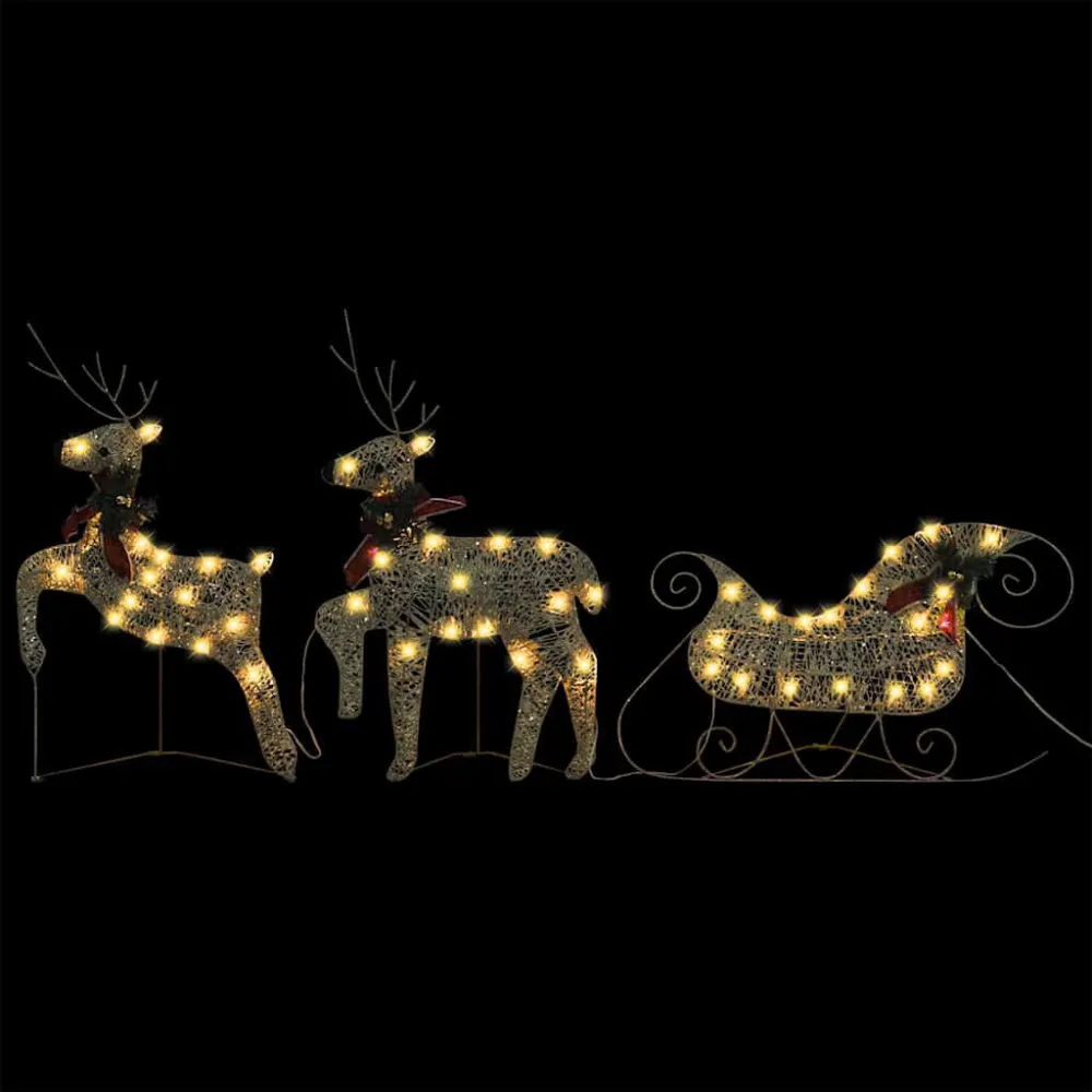 Decoração de Natal renasemtrenó de exterior 60 luzes LED dourado