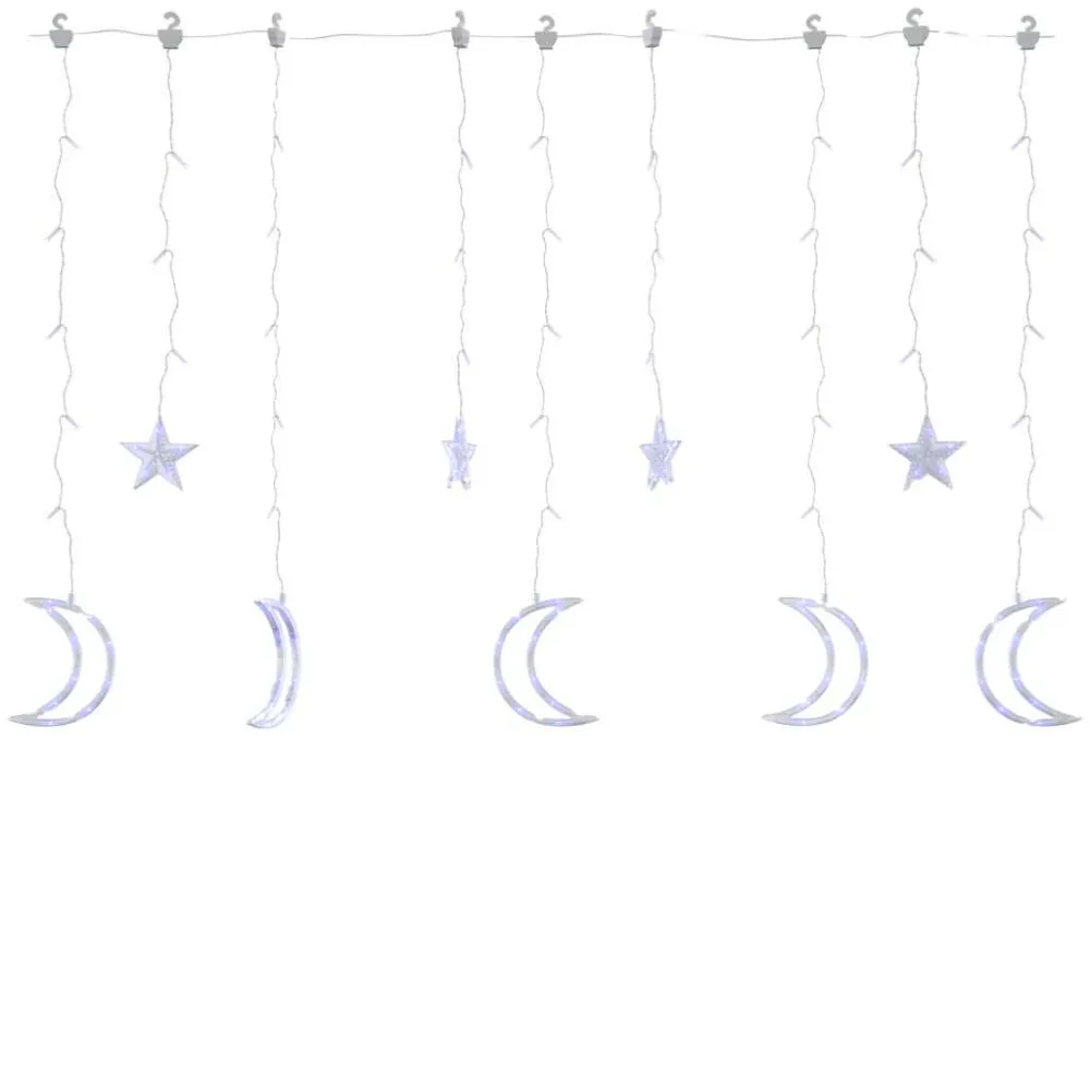 Estrelas e luas de luz com controlo remoto 138 LEDs azul