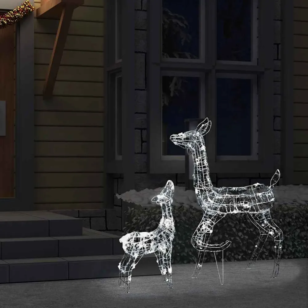 Família de renas decorativa 160 luzes LED acrílico branco fresco