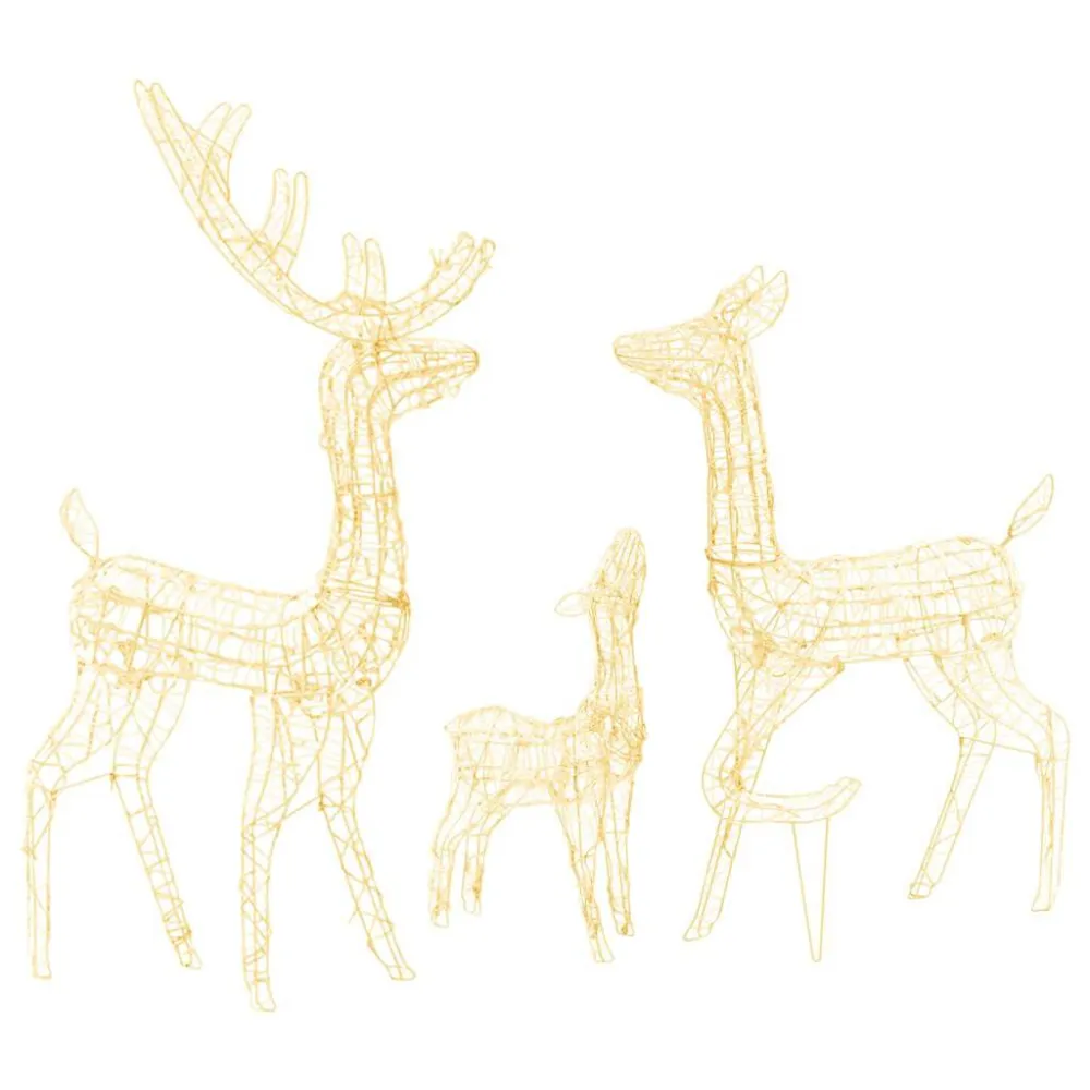Família de renas decorativa 300 LEDs acrílico branco febril