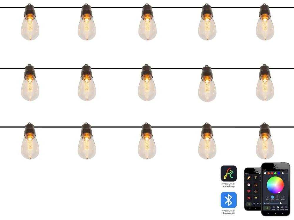Iluminação LED branca para exterior com 15 lâmpadas e aplicação para telemóvel 1250 cm ITILLEQ