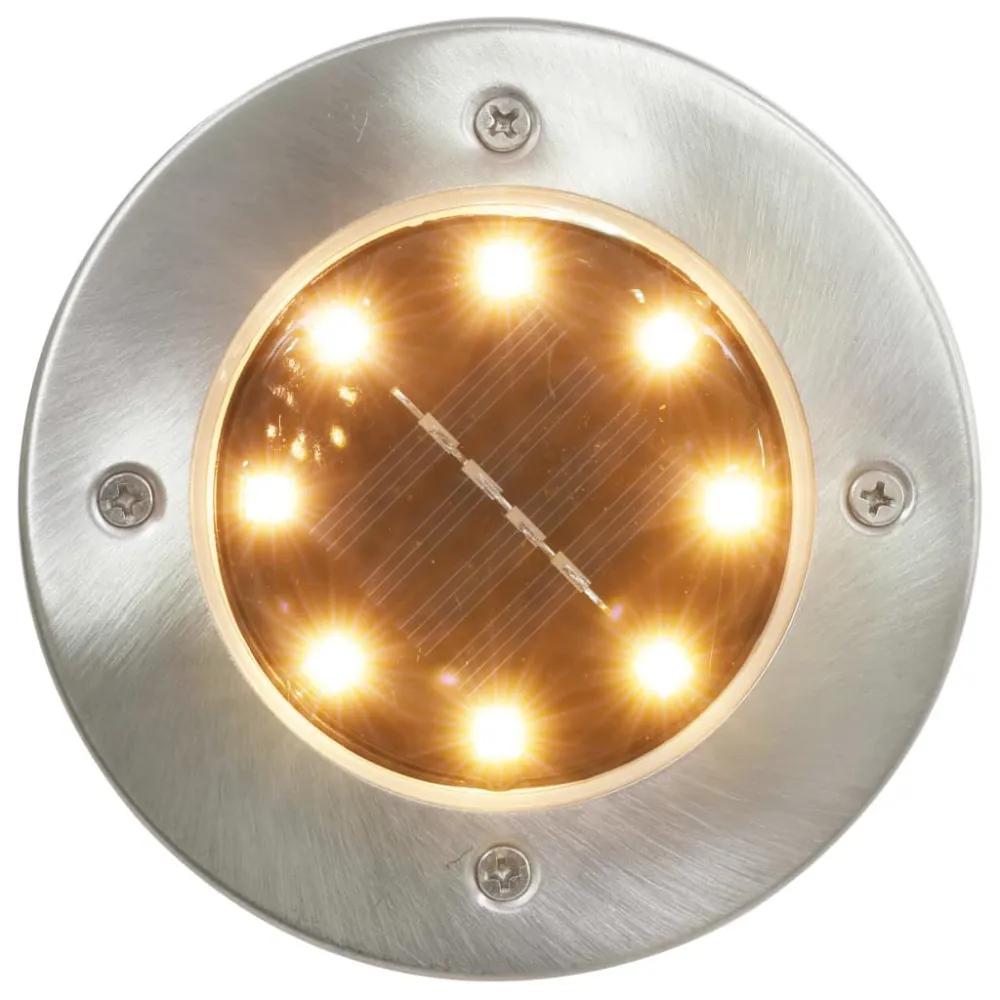 Iluminação LED solar de solo 8 pcs branco morno