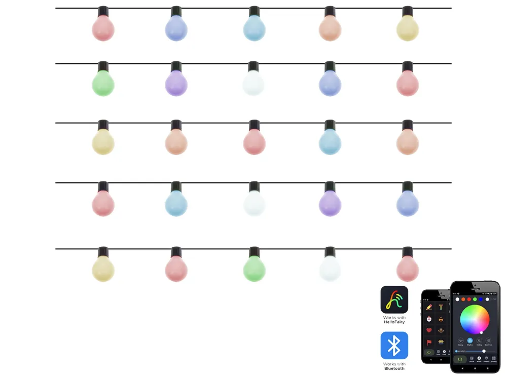 Iluminação LED várias cores para exterior com 25 lâmpadas e aplicação para telemóvel 900 cm ISORTOQ