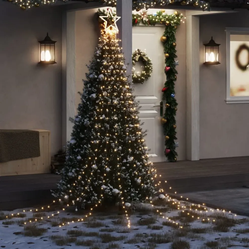 Iluminação para árvore de Natal 320 luzes LED 375cm branco aconchegante