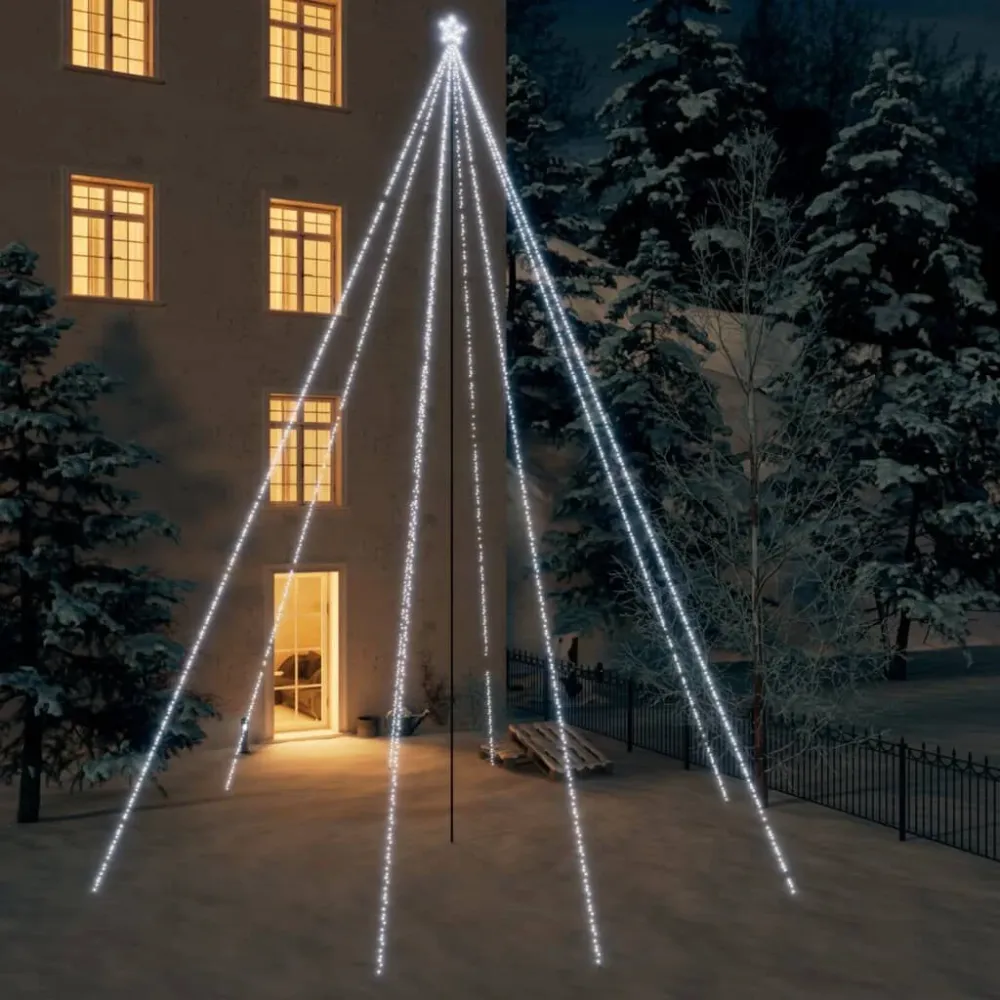 LED Árvore de Natal Interior Exterior 1300 LEDs Branco Glacial 8 m