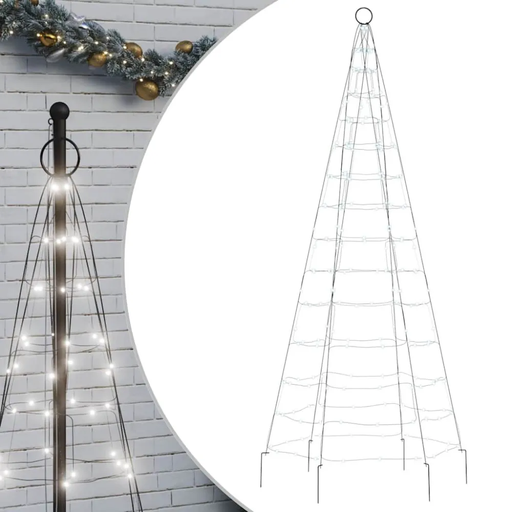 LED Árvore de Natal no mastro 200 LEDs Branco Gélido 180 cm
