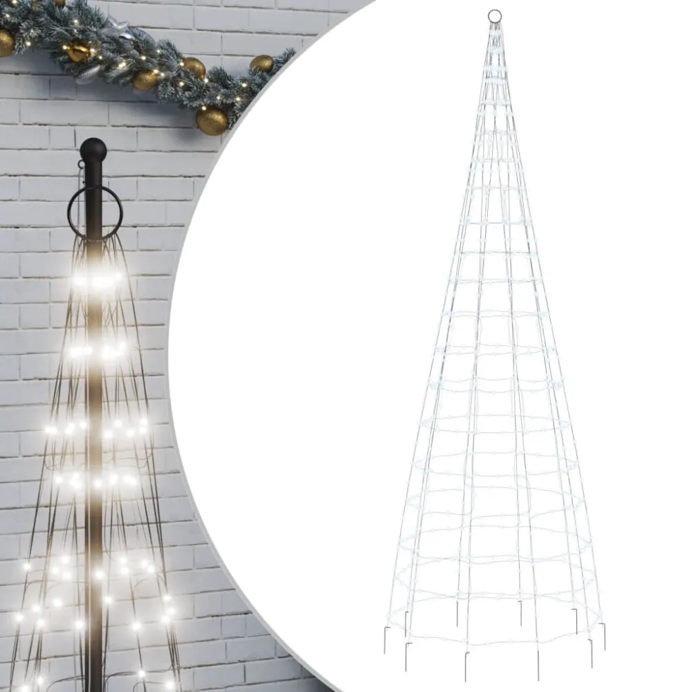 LED Árvore de Natal no mastro 550 LEDs Branco Gelado 300 cm