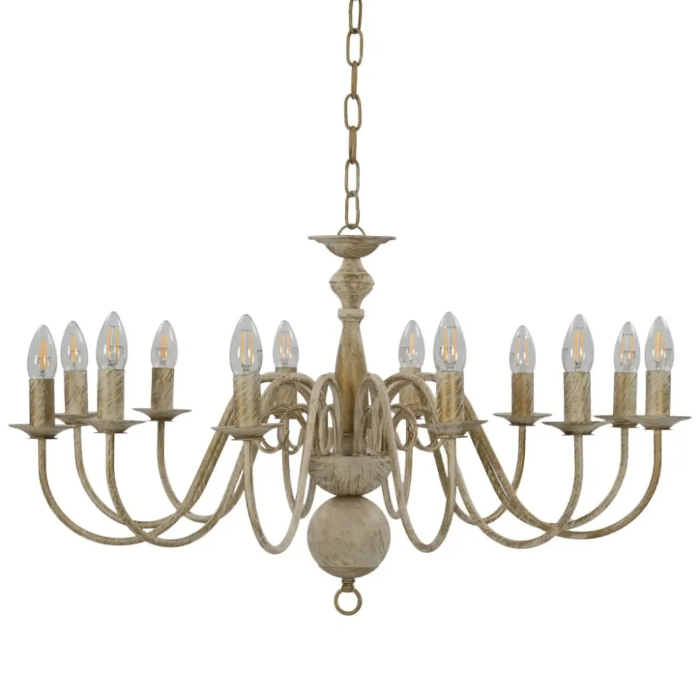 Lustre antigo de 12 lâmpadas E14 branco