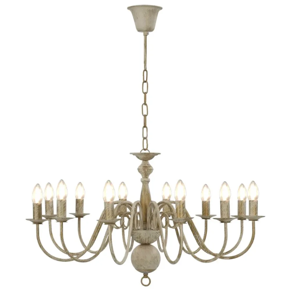 Lustre antigo de 12 lâmpadas E14 branco