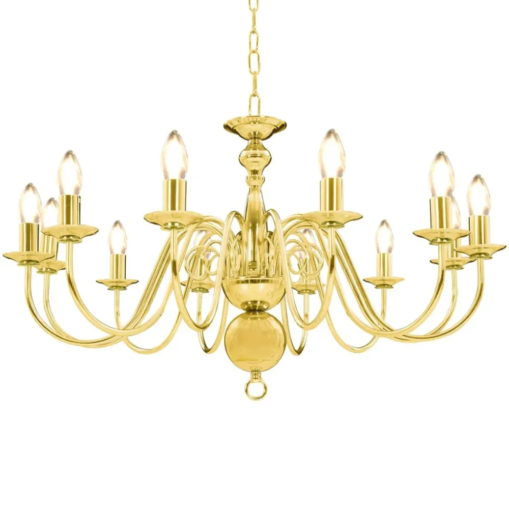 Lustre de 12 lâmpadas E14 dourado