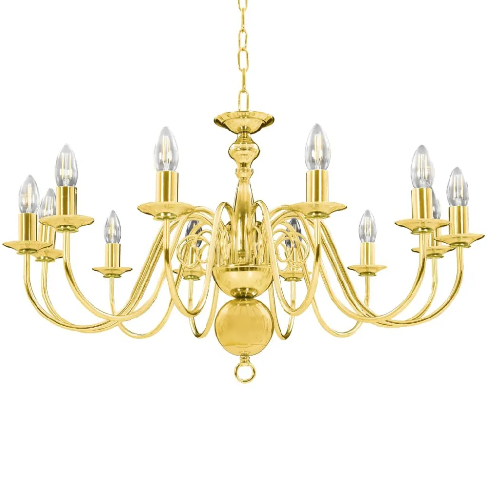 Lustre de 12 lâmpadas E14 dourado