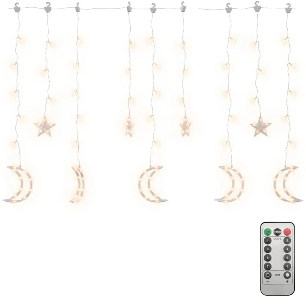 Luzes luas e estrelas com controlo remoto 138 LEDs branco febril