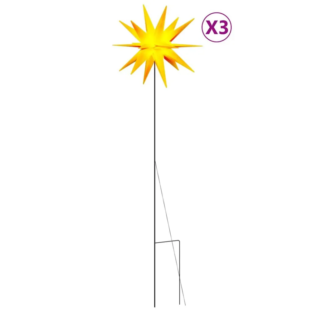 Luzes de Natal com espigões 3 pcs LED dobrável 35 cm amarelo