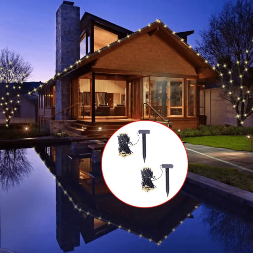 Luzes de natal LED solares 2 pcs branco ameno