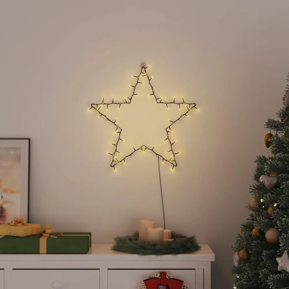 Luzes de Natal silhueta estrela 80 LEDs branco aquecido