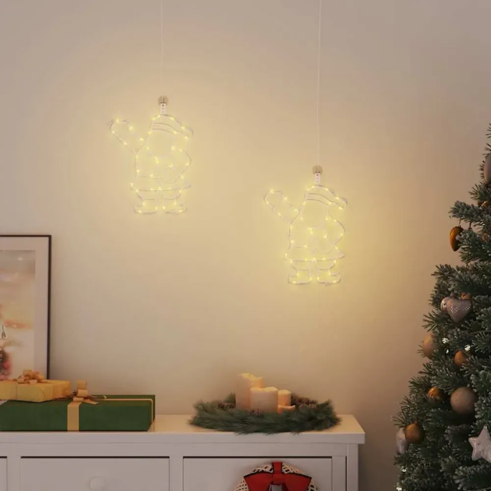 Luzes de Natal silhueta Papai Noel 2 pcs 35 LEDs branco morno