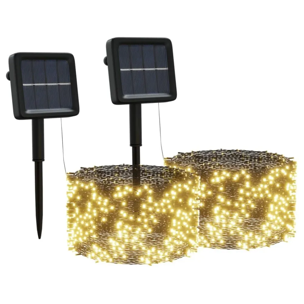 Luzes solares 2pcs 2x200 LED para interior/exterior branco aquecido