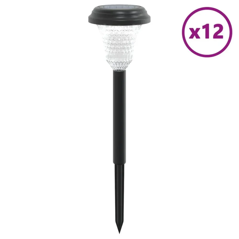 Luzes solares para caminhos com espigões 12 pcs branco