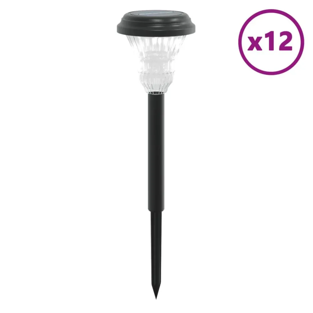 Luzes solares para caminhos com espigões 12 pcs branco