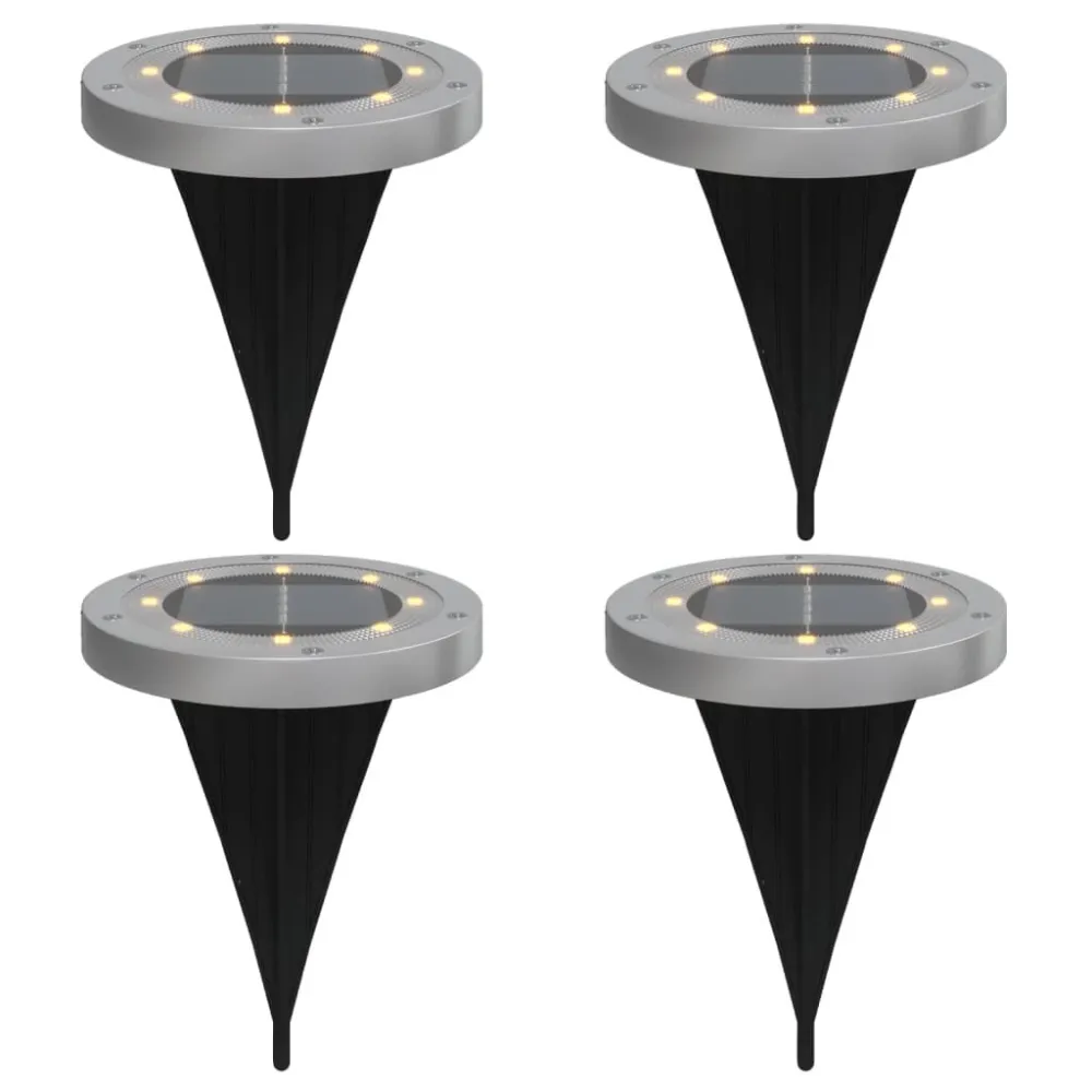 Luzes solares para exterior com espigões 4 pcs branco aquecido