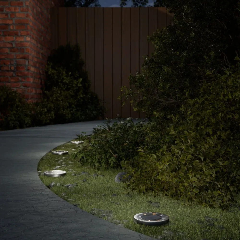 Luzes solares para exterior com espigões 4 pcs branco aquecido