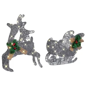 Outdoor LED Decoration Sleigh and Reindeer 41 cm Prata ENODAK