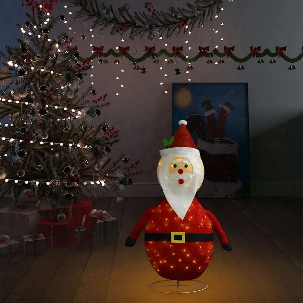 Pai Natal decorativo com luzes LED tecido de luxo 90 cm