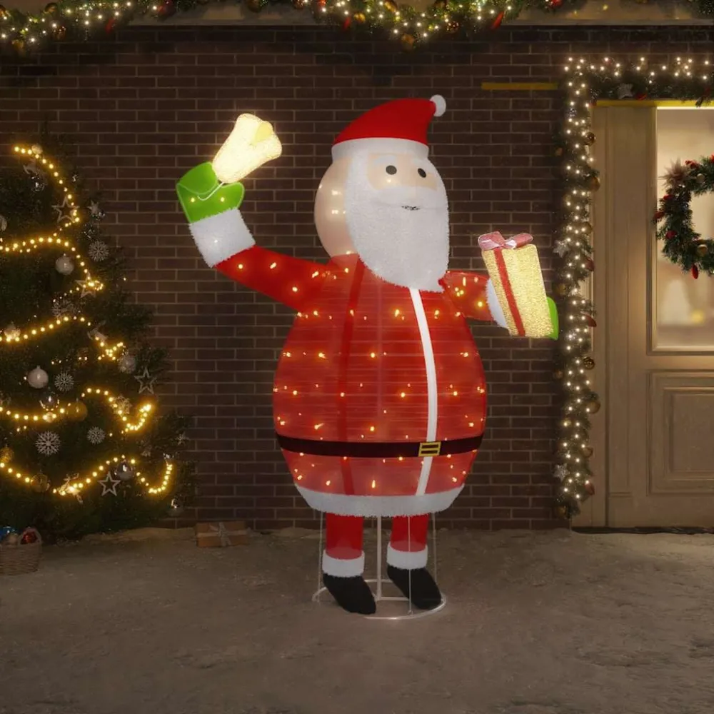 Pai Natal decorativo com luzes LED tecido de luxo 180 cm