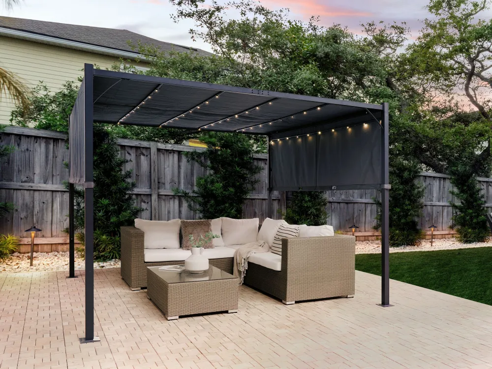 Pergola LED Lights 310 x 310 cm Dark Grey PARGA