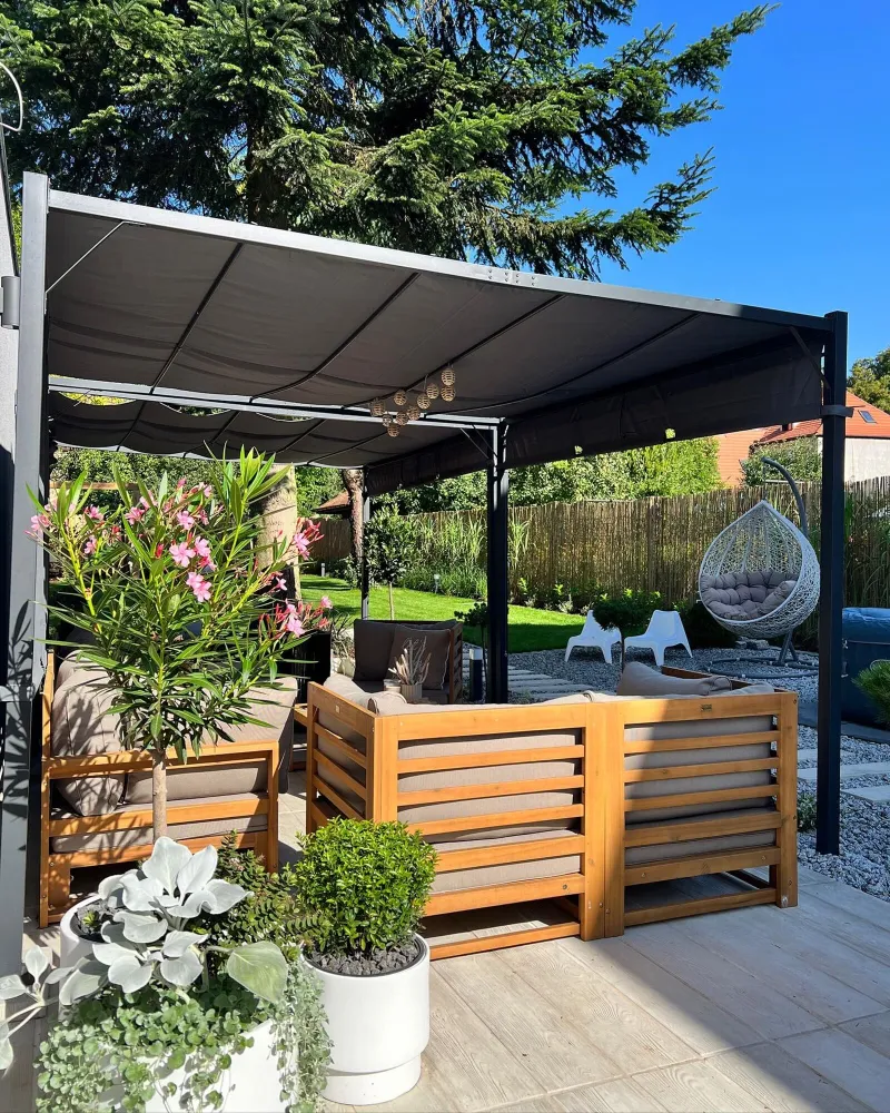 Pergola LED Lights 310 x 310 cm Dark Grey PARGA