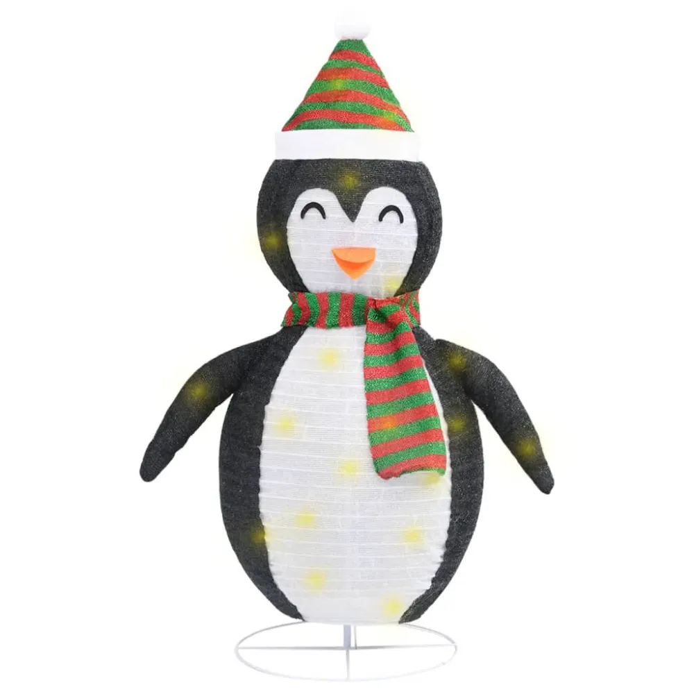 Pinguim de Natal decorativo com luz LED tecido de luxo 60 cm