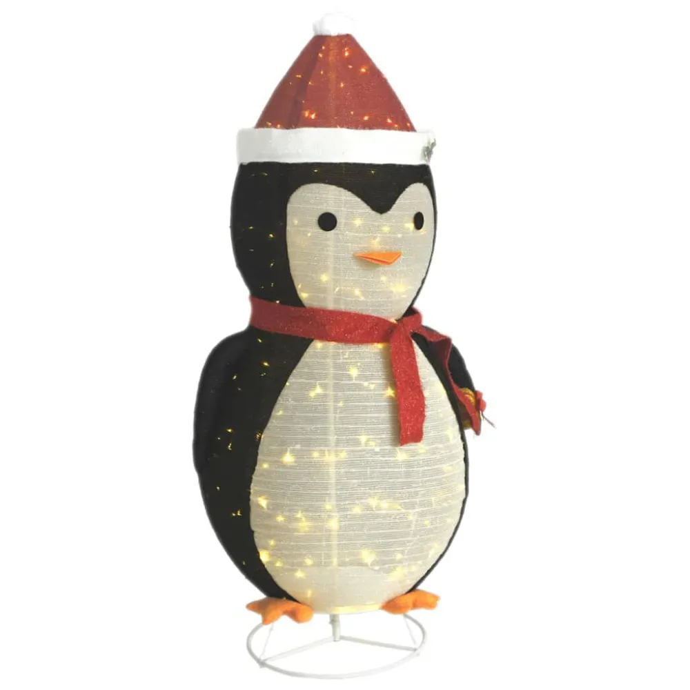 Pinguim de Natal decorativo com luzes LED tecido de luxo 180 cm