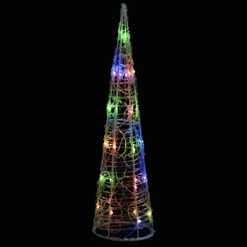 Pirâmide de iluminação decorat. com LEDs acrílico 60 cm colorido