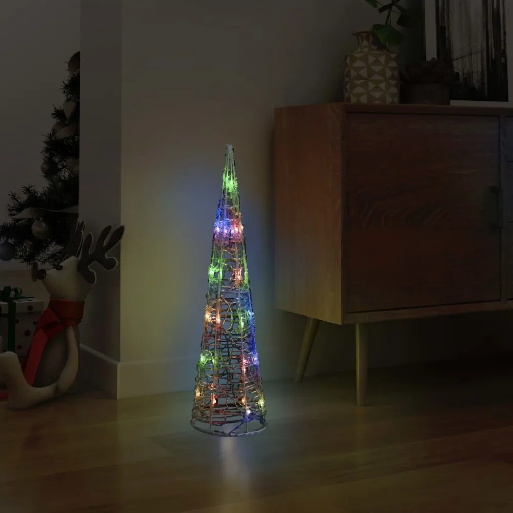 Pirâmide de iluminação decorat. com LEDs acrílico 60 cm colorido