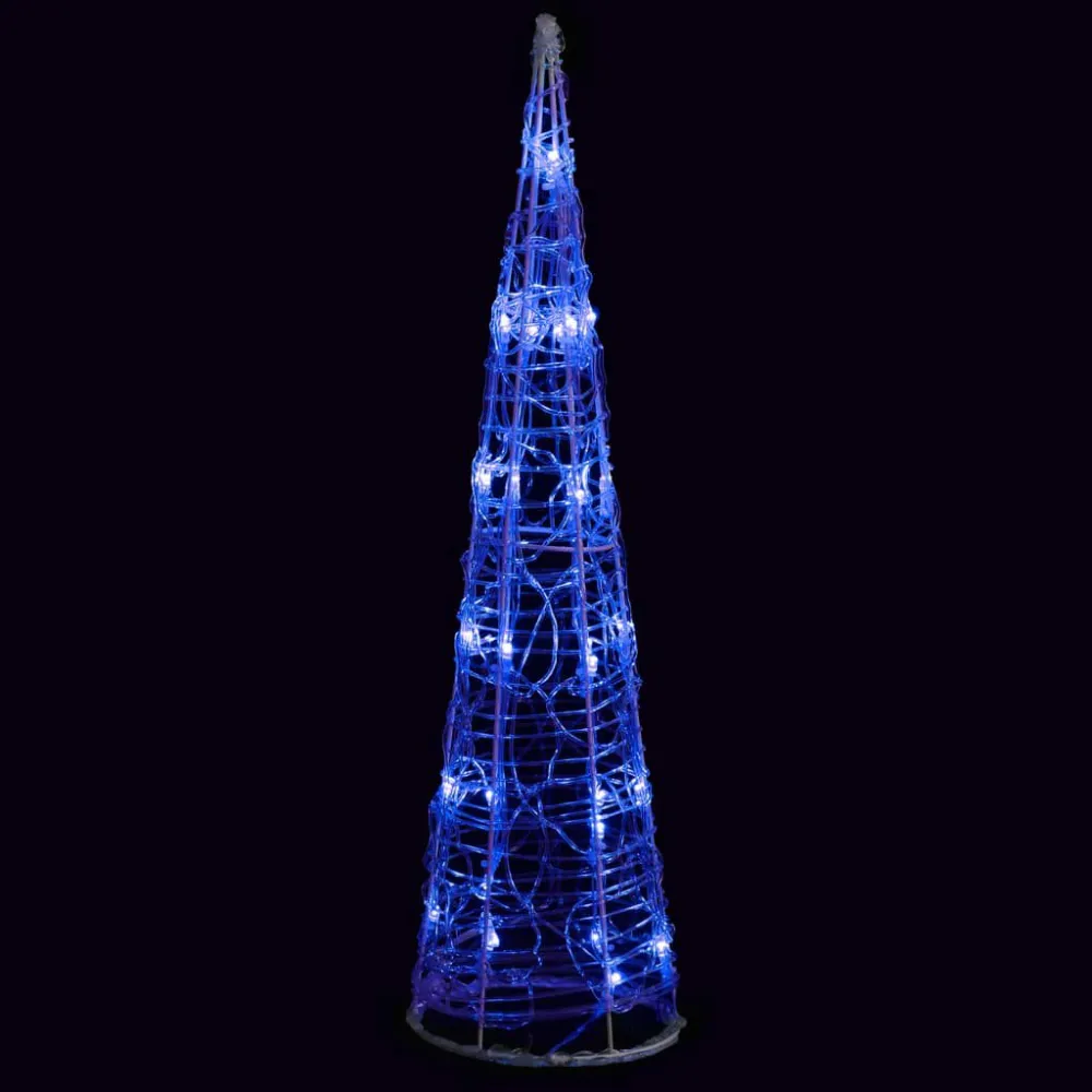 Pirâmide de iluminação decorativa com LEDs acrílico 60 cm azul