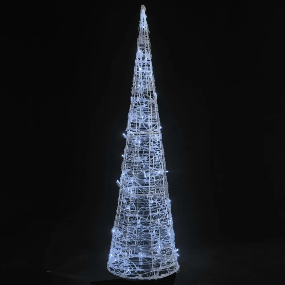 Pirâmide iluminação decorativa LEDs acrílico 90 cm branco fresco