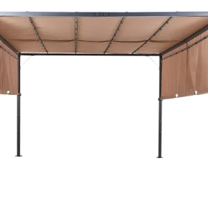 Pérgula de jardim castanha com iluminação LED 310 x 310 cm PARGA