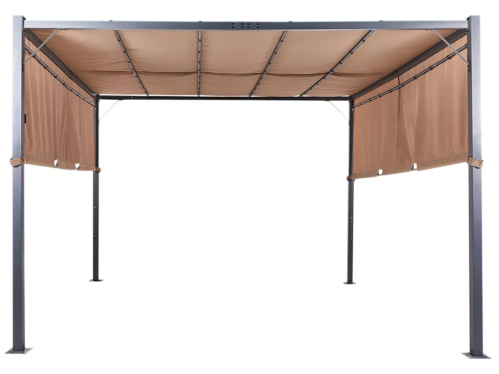 Pérgula de jardim castanha com iluminação LED 310 x 310 cm PARGA