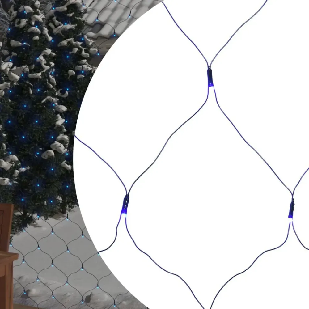 Rede luzes de natal 3x2 m 204 luzes LED int/ext azul-claro