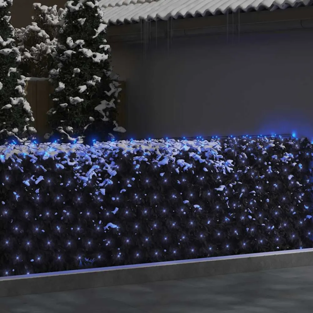Rede luzes de natal 3x2 m 204 luzes LED int/ext azul-claro