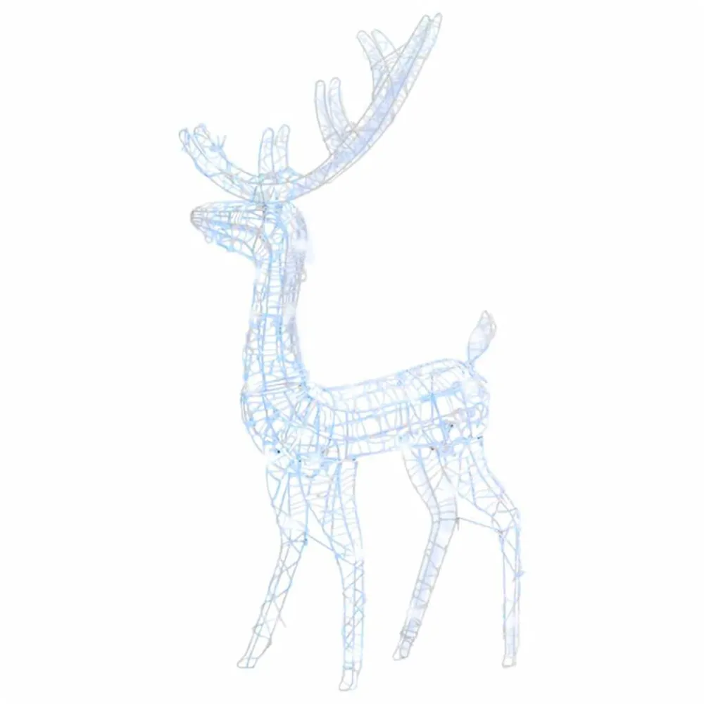 Rena decorativa de Natal 140 LEDs 120 cm acrílico branco gelado