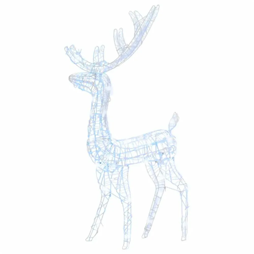 Rena decorativa de Natal 140 LEDs 120 cm acrílico branco gelado