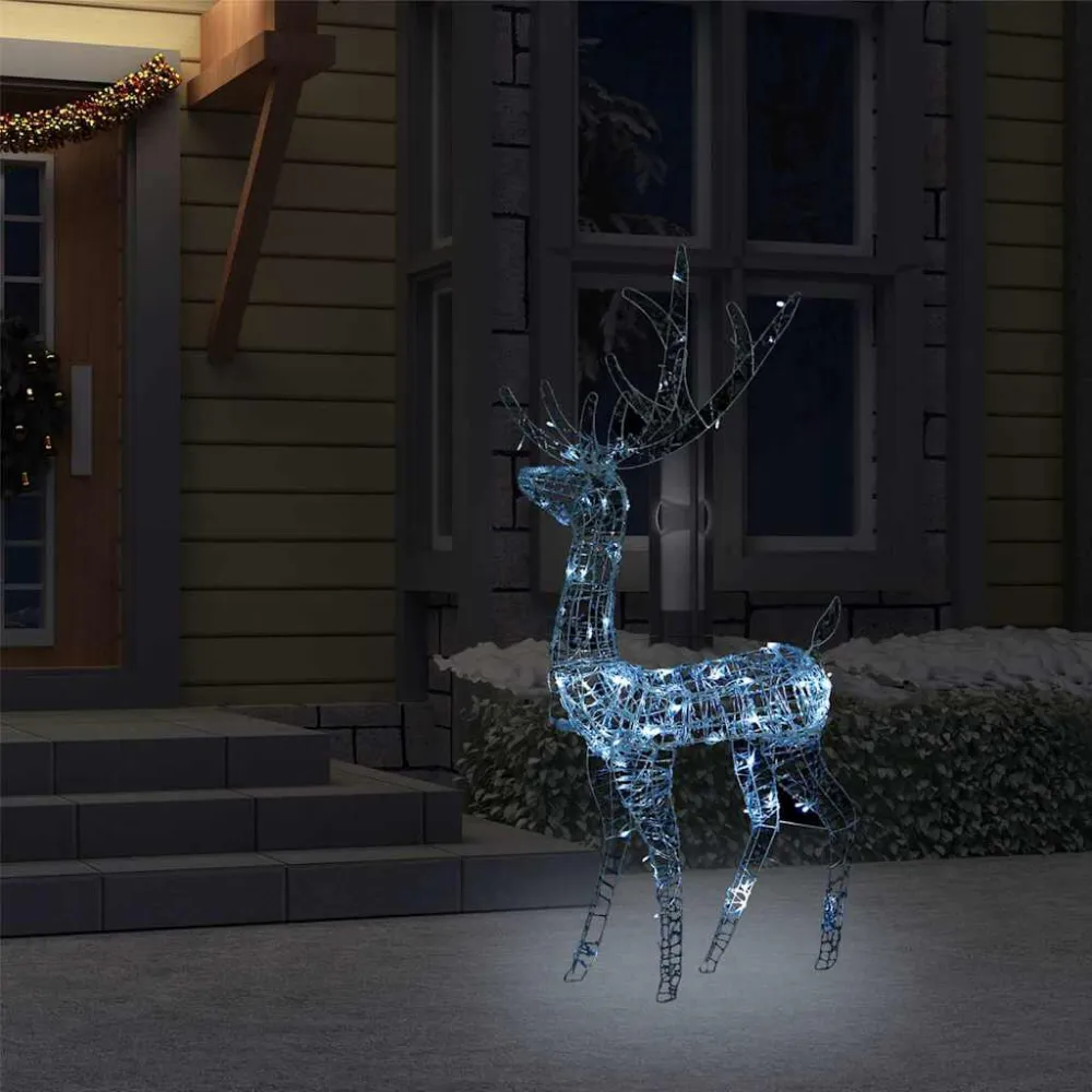 Rena decorativa de Natal 140 LEDs 120 cm acrílico branco gelado