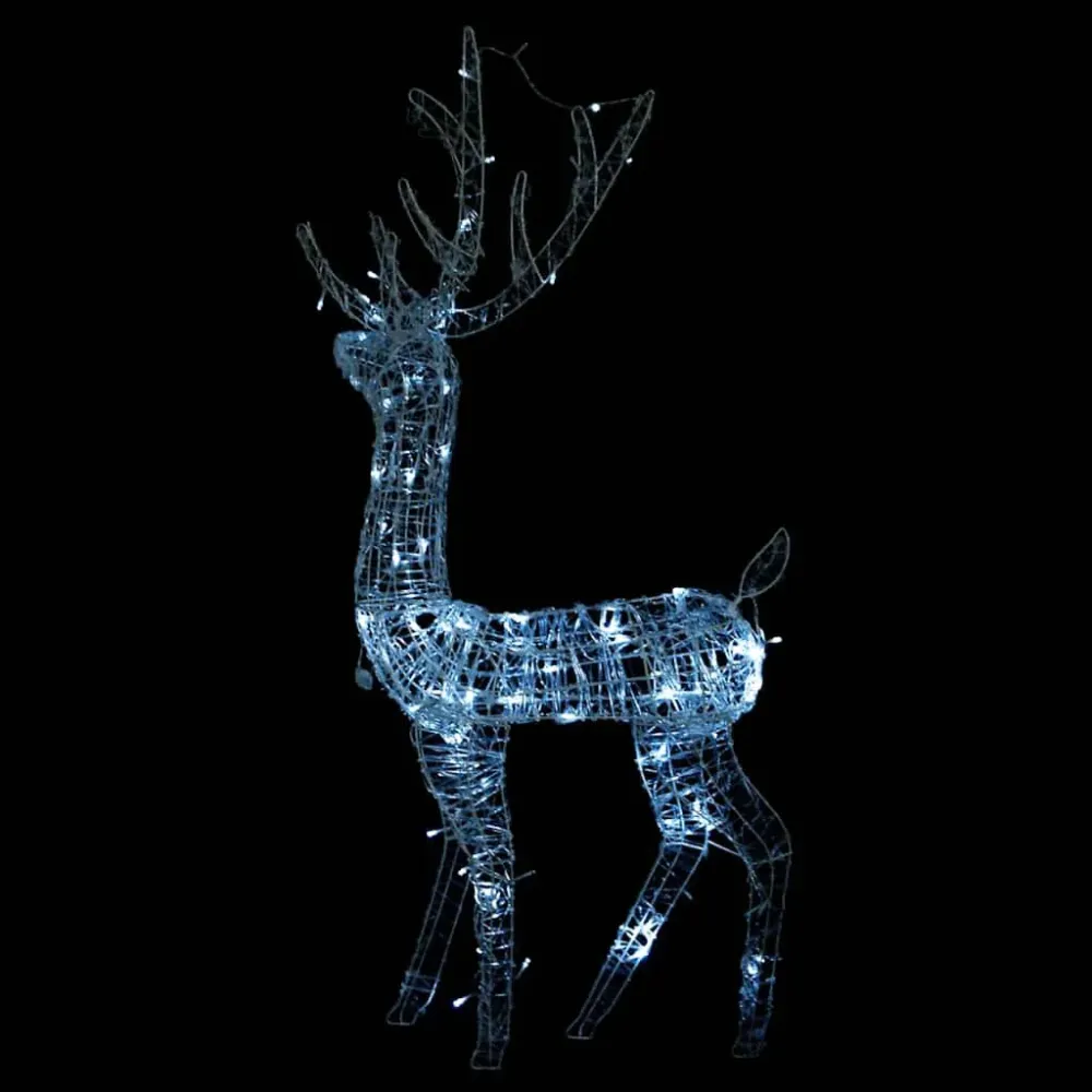 Rena decorativa de Natal 140 LEDs 120 cm acrílico branco gelado