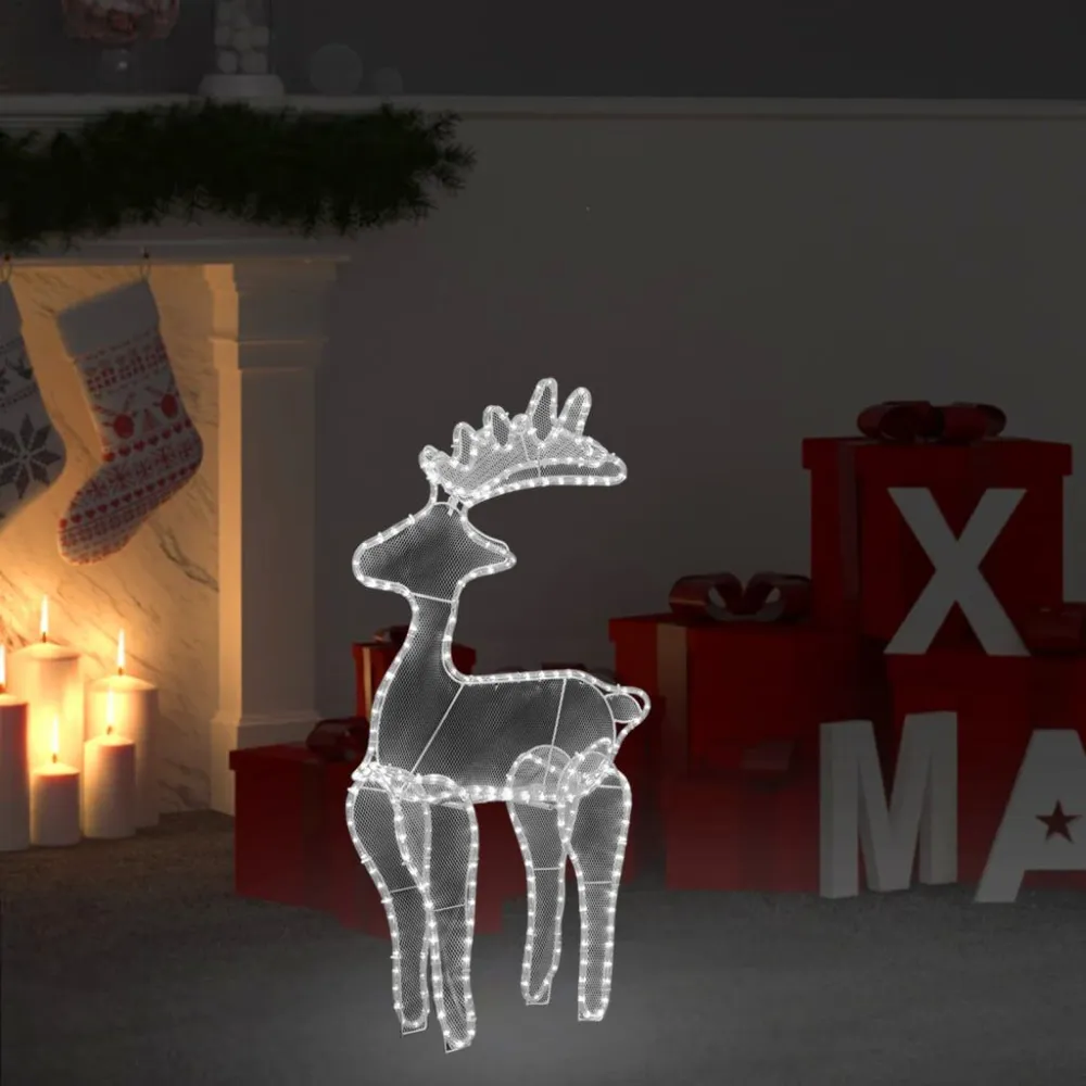 Rena decorativa Natal com malha de ço 306 luzes LED 60x24x89 cm