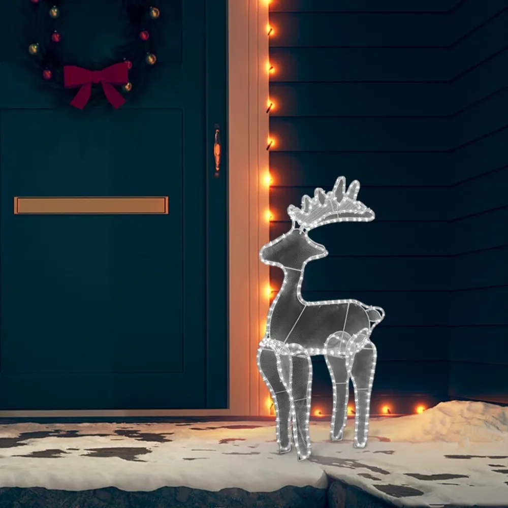 Rena decorativa Natal com malha de ço 306 luzes LED 60x24x89 cm