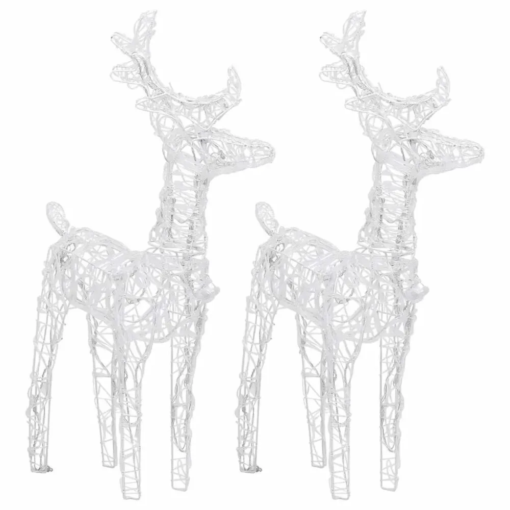 Renas de Natal 2 pcs 80 luzes LED acrílico branco gelado
